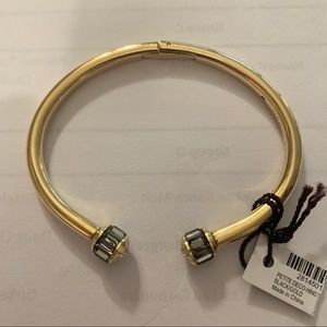 Henri Bendel deco hinged cuff/bracelet with pale black crystal. NWT. Was $88